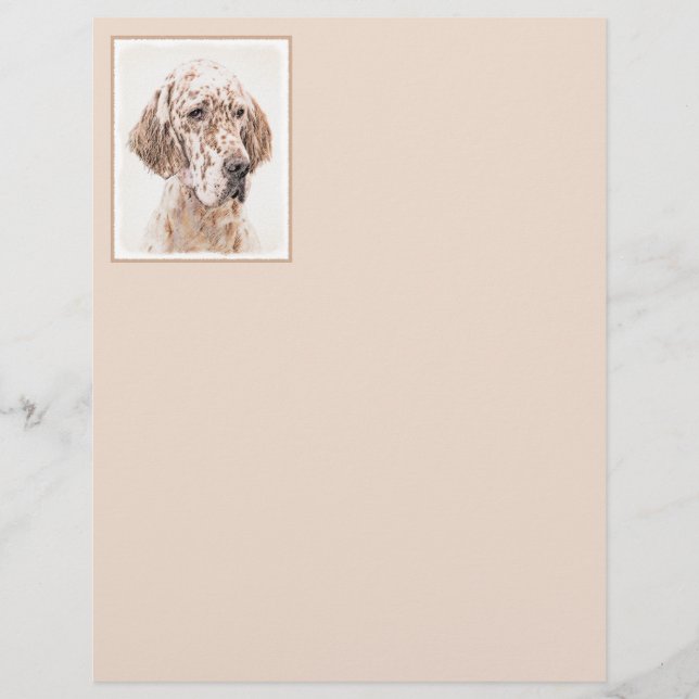English Setter Orange Belton Painting Dog Art (Front)