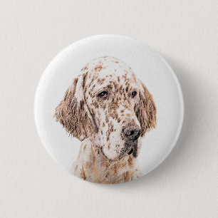 English Setter Orange Belton Painting Dog Art 6 Cm Round Badge