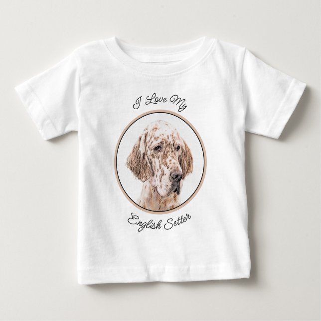 English Setter Orange Belton Painting Dog Art Baby T-Shirt (Front)
