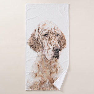 English Setter Orange Belton Painting Dog Art Bath Towel Set