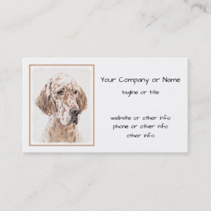 English Setter Orange Belton Painting Dog Art Business Card