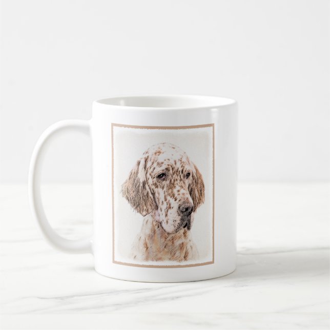 English Setter Orange Belton Painting Dog Art Coffee Mug (Left)