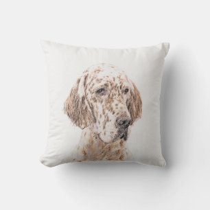 English Setter Orange Belton Painting Dog Art Cushion
