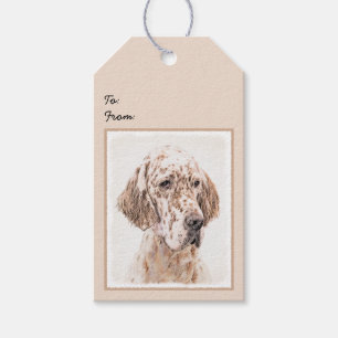 English Setter Orange Belton Painting Dog Art Gift Tags