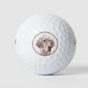 English Setter Orange Belton Painting Dog Art Golf Balls