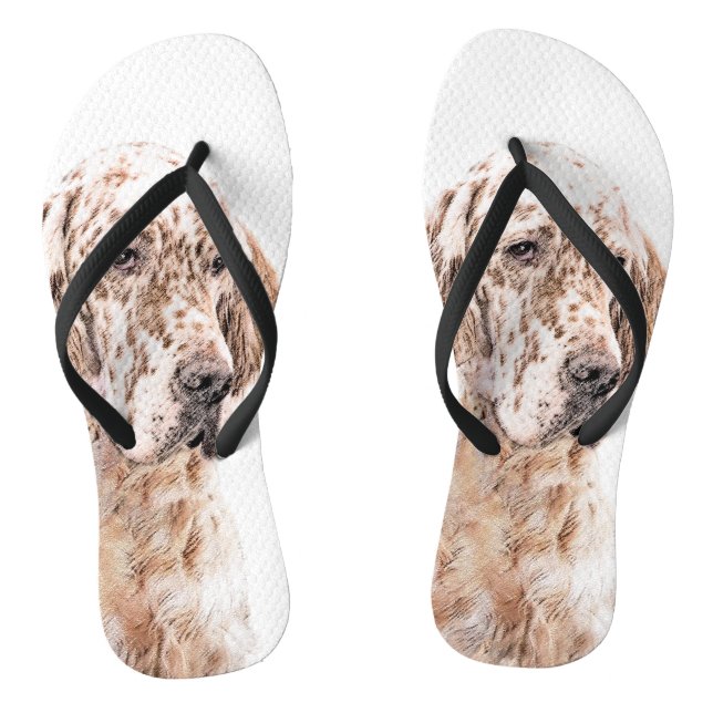 English Setter Orange Belton Painting Dog Art Jandals (Footbed)