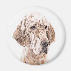 English Setter Orange Belton Painting Dog Art Magnet