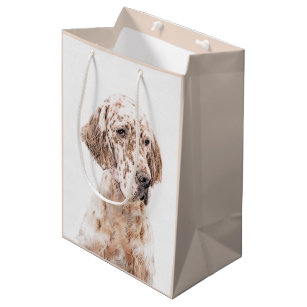 English Setter Orange Belton Painting Dog Art Medium Gift Bag