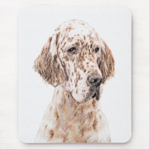 English Setter Orange Belton Painting Dog Art Mouse Pad