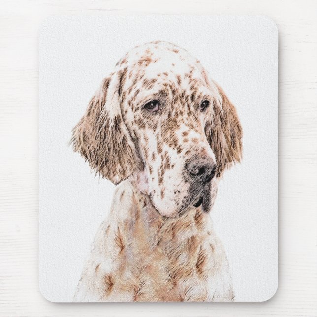 English Setter Orange Belton Painting Dog Art Mouse Pad (Front)