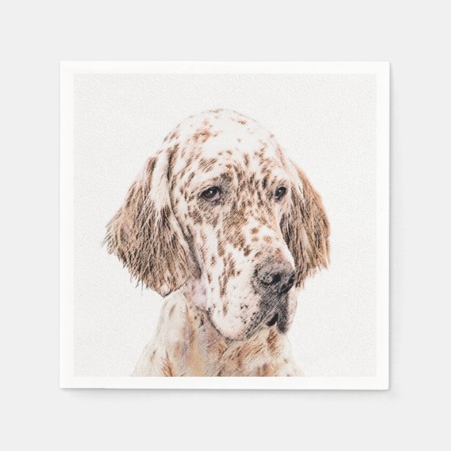 English Setter Orange Belton Painting Dog Art Napkin (Front)