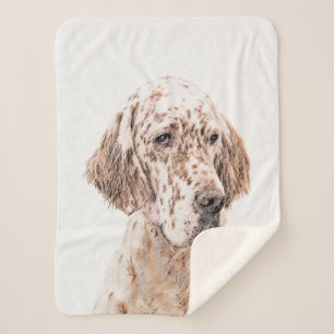 English Setter Orange Belton Painting Dog Art Sherpa Blanket