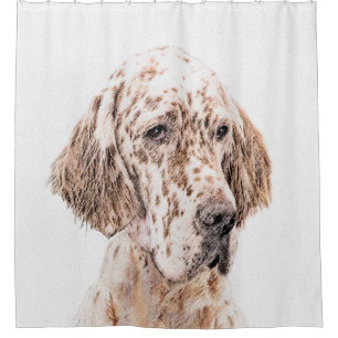 English Setter Orange Belton Painting Dog Art Shower Curtain