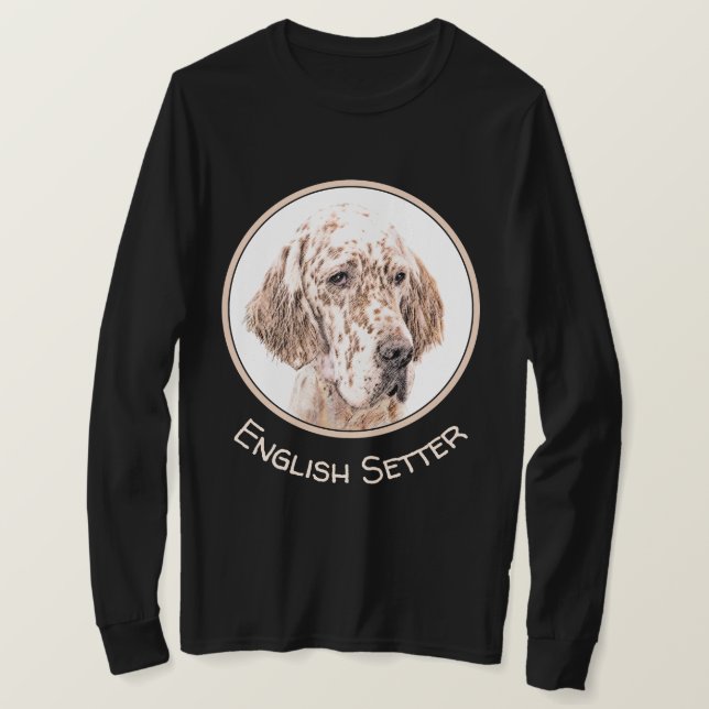 English Setter Orange Belton Painting Dog Art T-Shirt (Design Front)