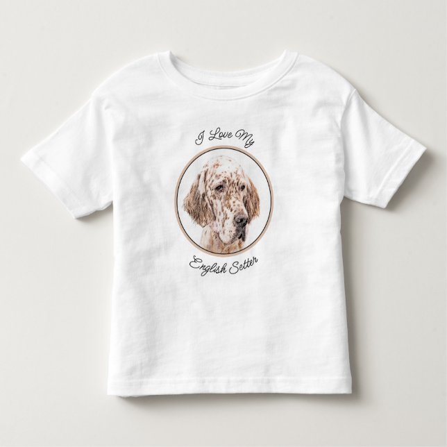 English Setter Orange Belton Painting Dog Art Toddler T-Shirt (Front)