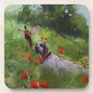 English Setter , Pheasant hunting Coaster