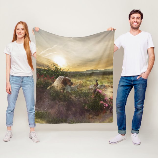 English Setter , Pheasant hunting  Fleece Blanket (In Situ)
