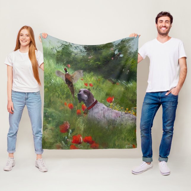 English Setter , Pheasant hunting  Fleece Blanket (In Situ)