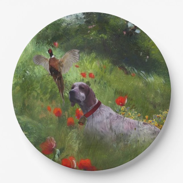 English Setter , Pheasant hunting  Paper Plate (Front)