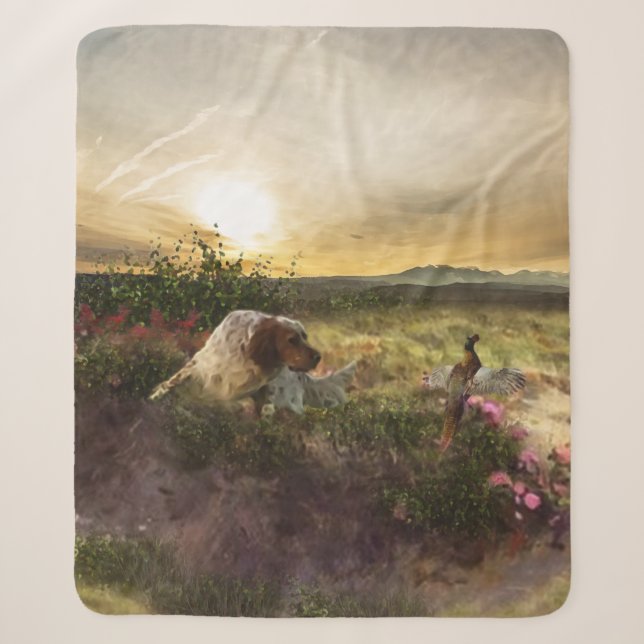 English Setter , Pheasant hunting  Sherpa Blanket (Front)