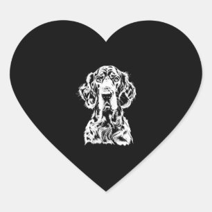 English Setter Portrait Minimalist Apparel Heart Sticker