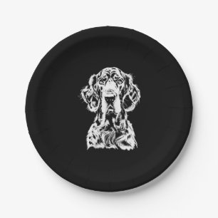 English Setter Portrait Minimalist Apparel Paper Plate
