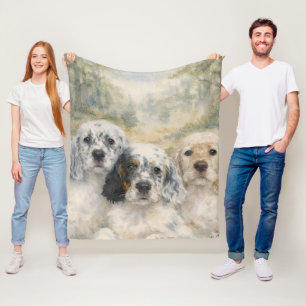 English Setter Puppies Fleece Blanket