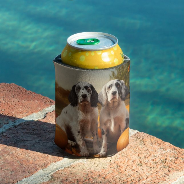 English Setter Puppy Autumn Delight Pumpkin  Can Cooler (In Situ Pool)