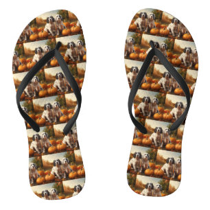 English Setter Puppy Autumn Delight Pumpkin  Jandals