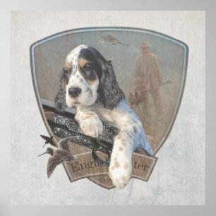 English Setter puppy with a classic shotgun Poster