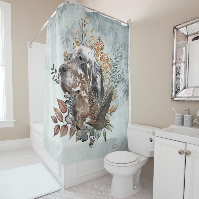 English Setter Shower Curtain (In Situ)