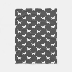 English Setter Silhouettes Pattern Grey Fleece Blanket