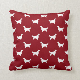 English Setter Silhouettes Pattern Red Cushion