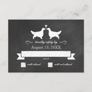 English Setter Silhouettes Wedding Reply RSVP Card