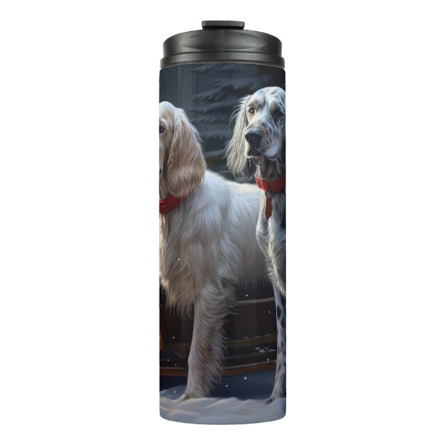English Setter Snowy Sleigh Christmas Decor  Thermal Tumbler (Front)
