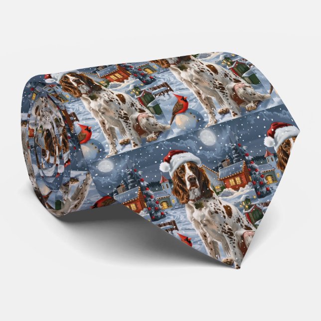 English Setter Winter Wonderland Christmas Joy Tie (Rolled)