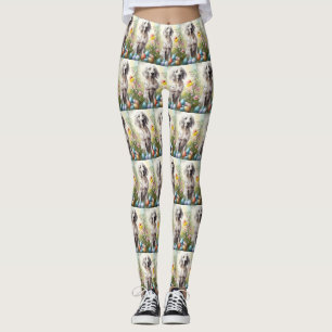 English Setter with Easter Eggs Leggings