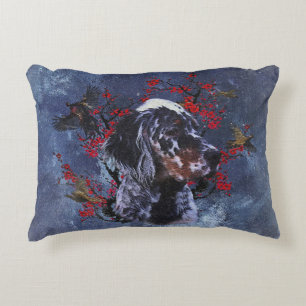 English setter with pheasants, art decorative cushion