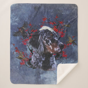 English setter with pheasants, art  sherpa blanket