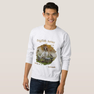 English setter with pheasants, art     sweatshirt