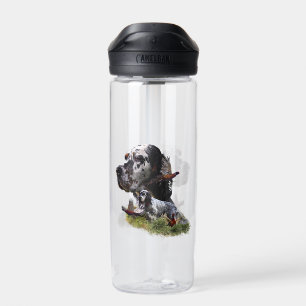 English setter with pheasants, art water bottle