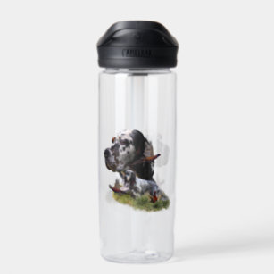 English setter with pheasants, art  water bottle