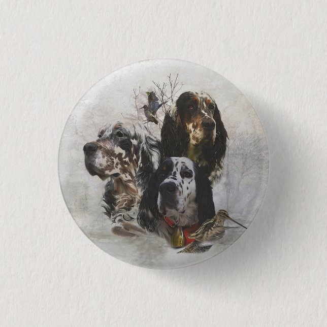 English Setter , woodcock hunting  3 Cm Round Badge (Front)