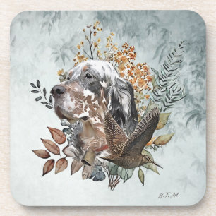 English setter , Woodcock Hunting , Art  Coaster