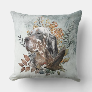 English setter , Woodcock Hunting , Art Cushion