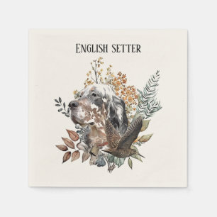 English setter , Woodcock Hunting , Art  Napkin