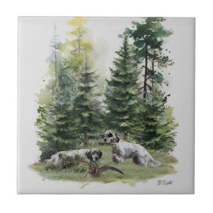English setter , Woodcock Hunting , Art Tile