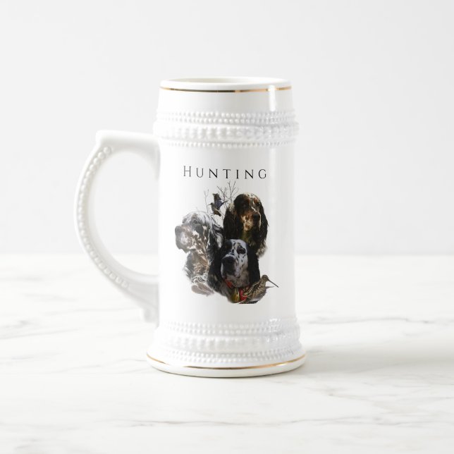 English Setter , woodcock hunting  Beer Stein (Left)
