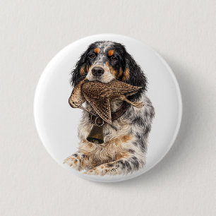 English Setter, Woodcock Hunting ,Dog Art 6 Cm Round Badge