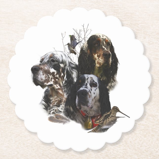 English Setter , woodcock hunting  Paper Coaster (Front)